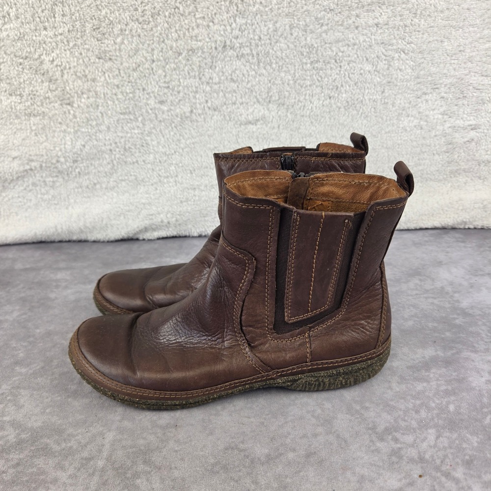 Clarks Artisan Brown Leather Ankle Boots Side Zip 64493 Womens 10M